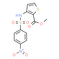 ChemSpider 2D Image | Methyl 3-{[(4-nitrophenyl)sulfonyl]amino}-2-thiophenecarboxylate | C12H10N2O6S2