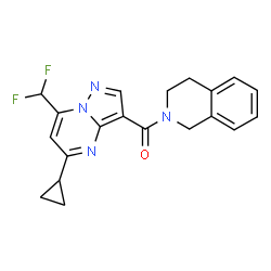 ChemSpider 2D Image | [5-Cyclopropyl-7-(difluoromethyl)pyrazolo[1,5-a]pyrimidin-3-yl](3,4-dihydro-2(1H)-isoquinolinyl)methanone | C20H18F2N4O