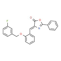 ChemSpider 2D Image | (4Z)-4-{2-[(3-Fluorobenzyl)oxy]benzylidene}-2-phenyl-1,3-oxazol-5(4H)-one | C23H16FNO3