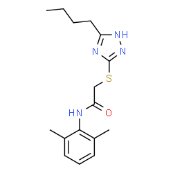 ChemSpider 2D Image | acetamide, 2-[(5-butyl-4H-1,2,4-triazol-3-yl)thio]-N-(2,6-dimethylphenyl)- | C16H22N4OS
