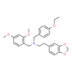 ChemSpider 2D Image | 2-(1,3-Benzodioxol-5-yl)-N-(2,4-dimethoxybenzyl)-N-(4-ethoxybenzyl)ethanamine | C27H31NO5