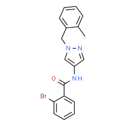 ChemSpider 2D Image | 2-Bromo-N-[1-(2-methylbenzyl)-1H-pyrazol-4-yl]benzamide | C18H16BrN3O