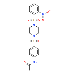 ChemSpider 2D Image | N-[4-({4-[(2-Nitrophenyl)sulfonyl]-1-piperazinyl}sulfonyl)phenyl]acetamide | C18H20N4O7S2