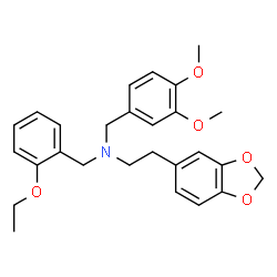 ChemSpider 2D Image | 2-(1,3-Benzodioxol-5-yl)-N-(3,4-dimethoxybenzyl)-N-(2-ethoxybenzyl)ethanamine | C27H31NO5