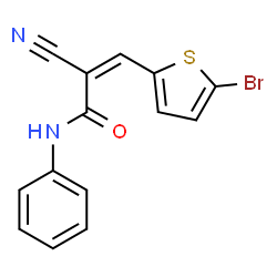 ChemSpider 2D Image | (2Z)-3-(5-Bromo-2-thienyl)-2-cyano-N-phenylacrylamide | C14H9BrN2OS