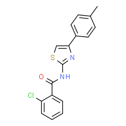 ChemSpider 2D Image | 2-Chloro-N-[4-(4-methylphenyl)-1,3-thiazol-2-yl]benzamide | C17H13ClN2OS