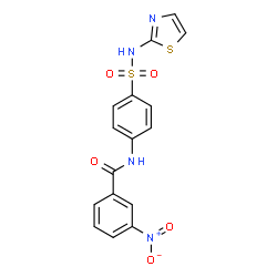 ChemSpider 2D Image | 3-Nitro-N-[4-(1,3-thiazol-2-ylsulfamoyl)phenyl]benzamide | C16H12N4O5S2