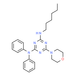 ChemSpider 2D Image | N'-Hexyl-6-(4-morpholinyl)-N,N-diphenyl-1,3,5-triazine-2,4-diamine | C25H32N6O