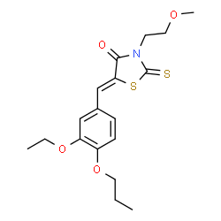 ChemSpider 2D Image | (5Z)-5-(3-Ethoxy-4-propoxybenzylidene)-3-(2-methoxyethyl)-2-thioxo-1,3-thiazolidin-4-one | C18H23NO4S2
