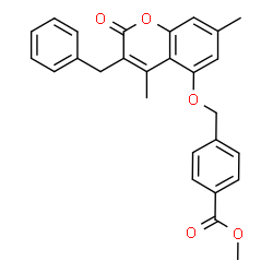 ChemSpider 2D Image | Methyl 4-{[(3-benzyl-4,7-dimethyl-2-oxo-2H-chromen-5-yl)oxy]methyl}benzoate | C27H24O5