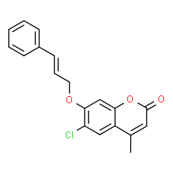 ChemSpider 2D Image | 6-Chloro-4-methyl-7-{[(2E)-3-phenyl-2-propen-1-yl]oxy}-2H-chromen-2-one | C19H15ClO3