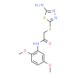 ChemSpider 2D Image | 2-[(5-Amino-1,3,4-thiadiazol-2-yl)sulfanyl]-N-(2,5-dimethoxyphenyl)acetamide | C12H14N4O3S2