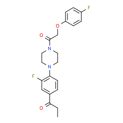 ChemSpider 2D Image | 1-(3-Fluoro-4-{4-[(4-fluorophenoxy)acetyl]-1-piperazinyl}phenyl)-1-propanone | C21H22F2N2O3