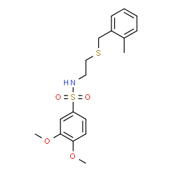 ChemSpider 2D Image | 3,4-Dimethoxy-N-{2-[(2-methylbenzyl)sulfanyl]ethyl}benzenesulfonamide | C18H23NO4S2