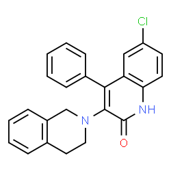 ChemSpider 2D Image | 6-Chloro-3-(3,4-dihydro-2(1H)-isoquinolinyl)-4-phenyl-2(1H)-quinolinone | C24H19ClN2O