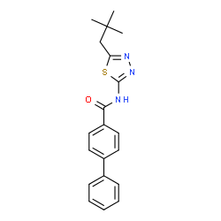 ChemSpider 2D Image | N-[5-(2,2-Dimethylpropyl)-1,3,4-thiadiazol-2-yl]-4-biphenylcarboxamide | C20H21N3OS