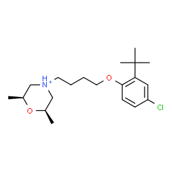 ChemSpider 2D Image | (2R,6S)-4-{4-[4-Chloro-2-(2-methyl-2-propanyl)phenoxy]butyl}-2,6-dimethylmorpholin-4-ium | C20H33ClNO2