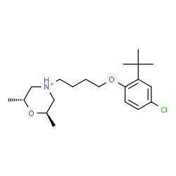 ChemSpider 2D Image | (2R,6R)-4-{4-[4-Chloro-2-(2-methyl-2-propanyl)phenoxy]butyl}-2,6-dimethylmorpholin-4-ium | C20H33ClNO2