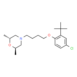 ChemSpider 2D Image | (2R,6R)-4-{4-[4-Chloro-2-(2-methyl-2-propanyl)phenoxy]butyl}-2,6-dimethylmorpholine | C20H32ClNO2