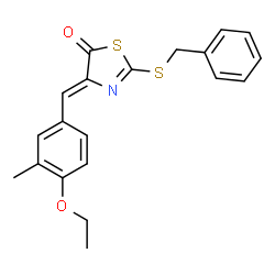 ChemSpider 2D Image | (4Z)-2-(Benzylsulfanyl)-4-(4-ethoxy-3-methylbenzylidene)-1,3-thiazol-5(4H)-one | C20H19NO2S2