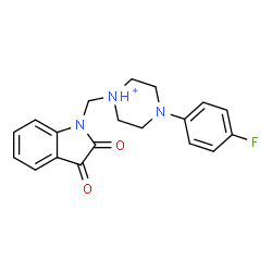 ChemSpider 2D Image | 1-[(2,3-Dioxo-2,3-dihydro-1H-indol-1-yl)methyl]-4-(4-fluorophenyl)piperazin-1-ium | C19H19FN3O2