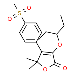 ChemSpider 2D Image | 5,5-Dimethyl-4-[4-(methylsulfonyl)phenyl]-3-(3-pentanyloxy)-2(5H)-furanone | C18H24O5S