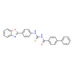ChemSpider 2D Image | N-{[4-(1,3-Benzoxazol-2-yl)phenyl]carbamothioyl}-4-biphenylcarboxamide | C27H19N3O2S