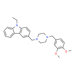 ChemSpider 2D Image | 3-[4-(3,4-Dimethoxy-benzyl)-piperazin-1-ylmethyl]-9-ethyl-9H-carbazole | C28H33N3O2