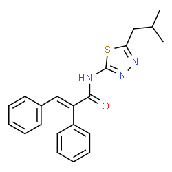 ChemSpider 2D Image | (2E)-N-(5-Isobutyl-1,3,4-thiadiazol-2-yl)-2,3-diphenylacrylamide | C21H21N3OS