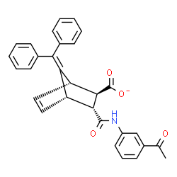ChemSpider 2D Image | (1S,2R,3R,4S)-3-[(3-Acetylphenyl)carbamoyl]-7-(diphenylmethylene)bicyclo[2.2.1]hept-5-ene-2-carboxylate | C30H24NO4