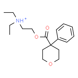 ChemSpider 2D Image | N,N-Diethyl-2-{[(4-phenyltetrahydro-2H-pyran-4-yl)carbonyl]oxy}ethanaminium | C18H28NO3
