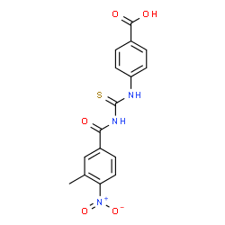 ChemSpider 2D Image | 4-{[(3-Methyl-4-nitrobenzoyl)carbamothioyl]amino}benzoic acid | C16H13N3O5S