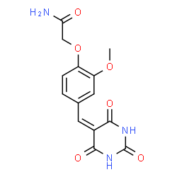 ChemSpider 2D Image | 2-{2-Methoxy-4-[(2,4,6-trioxotetrahydro-5(2H)-pyrimidinylidene)methyl]phenoxy}acetamide | C14H13N3O6