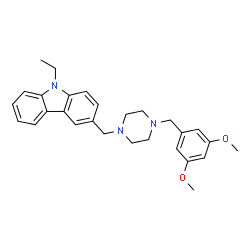 ChemSpider 2D Image | 3-[4-(3,5-Dimethoxy-benzyl)-piperazin-1-ylmethyl]-9-ethyl-9H-carbazole | C28H33N3O2