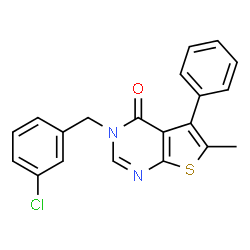 ChemSpider 2D Image | 3-(3-Chlorobenzyl)-6-methyl-5-phenylthieno[2,3-d]pyrimidin-4(3H)-one | C20H15ClN2OS