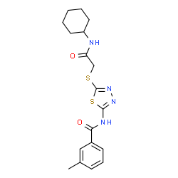 ChemSpider 2D Image | N-(5-{[2-(Cyclohexylamino)-2-oxoethyl]sulfanyl}-1,3,4-thiadiazol-2-yl)-3-methylbenzamide | C18H22N4O2S2