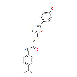 ChemSpider 2D Image | N-(4-Isopropylphenyl)-2-{[5-(4-methoxyphenyl)-1,3,4-oxadiazol-2-yl]sulfanyl}acetamide | C20H21N3O3S