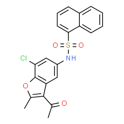 ChemSpider 2D Image | N-(3-Acetyl-7-chloro-2-methyl-1-benzofuran-5-yl)-1-naphthalenesulfonamide | C21H16ClNO4S