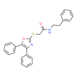 ChemSpider 2D Image | 2-[(4,5-Diphenyl-1,3-oxazol-2-yl)sulfanyl]-N-(2-phenylethyl)acetamide | C25H22N2O2S