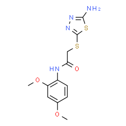 ChemSpider 2D Image | 2-[(5-Amino-1,3,4-thiadiazol-2-yl)sulfanyl]-N-(2,4-dimethoxyphenyl)acetamide | C12H14N4O3S2