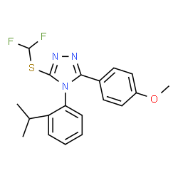 ChemSpider 2D Image | 3-[(Difluoromethyl)sulfanyl]-4-(2-isopropylphenyl)-5-(4-methoxyphenyl)-4H-1,2,4-triazole | C19H19F2N3OS