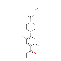 ChemSpider 2D Image | 1-[4-(2-Fluoro-5-methyl-4-propionylphenyl)-1-piperazinyl]-1-pentanone | C19H27FN2O2