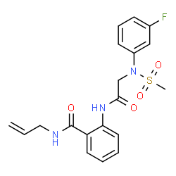 ChemSpider 2D Image | N-Allyl-2-{[N-(3-fluorophenyl)-N-(methylsulfonyl)glycyl]amino}benzamide | C19H20FN3O4S