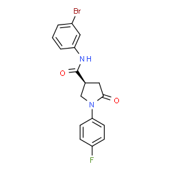 ChemSpider 2D Image | (3S)-N-(3-Bromophenyl)-1-(4-fluorophenyl)-5-oxo-3-pyrrolidinecarboxamide | C17H14BrFN2O2