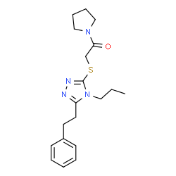 ChemSpider 2D Image | 2-{[5-(2-Phenylethyl)-4-propyl-4H-1,2,4-triazol-3-yl]sulfanyl}-1-(1-pyrrolidinyl)ethanone | C19H26N4OS