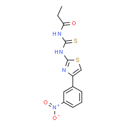 ChemSpider 2D Image | N-{[4-(3-Nitrophenyl)-1,3-thiazol-2-yl]carbamothioyl}propanamide | C13H12N4O3S2