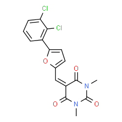 ChemSpider 2D Image | 5-{[5-(2,3-Dichlorophenyl)-2-furyl]methylene}-1,3-dimethyl-2,4,6(1H,3H,5H)-pyrimidinetrione | C17H12Cl2N2O4