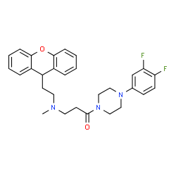 ChemSpider 2D Image | 1-[4-(3,4-Difluorophenyl)-1-piperazinyl]-3-{methyl[2-(9H-xanthen-9-yl)ethyl]amino}-1-propanone | C29H31F2N3O2