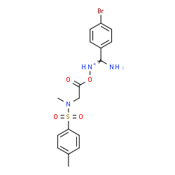 ChemSpider 2D Image | Amino(4-bromophenyl)-N-(2-{methyl[(4-methylphenyl)sulfonyl]amino}acetoxy)methaniminium | C17H19BrN3O4S