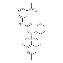 ChemSpider 2D Image | N-(3-Acetylphenyl)-N~2~-cyclohexyl-N~2~-(mesitylsulfonyl)glycinamide | C25H32N2O4S
